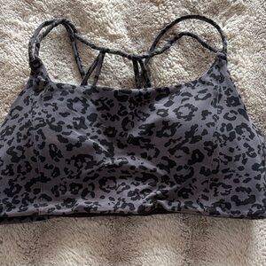 Athleta Gray Leopard Print Strappy Sports Bralette